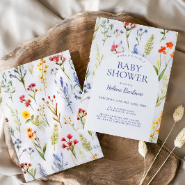 Invitación Elegante Watercolor Boho Wildflower Baby Shower