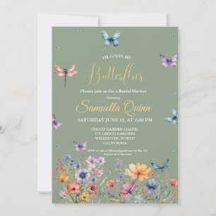 Invitación Elegante Watercolor Butterflies Bridal Shower