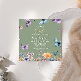 Invitación Elegante Watercolor Butterflies Bridal Shower
