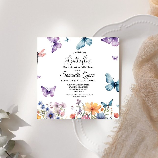 Invitación Elegante Watercolor Butterflies Bridal Shower (Subido por el creador)