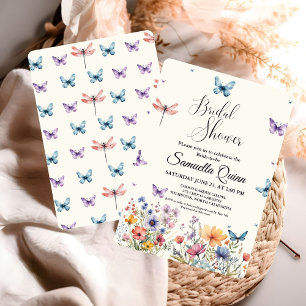 Invitación Elegante Watercolor Butterflies Bridal Shower