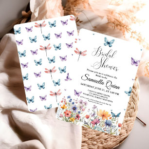 Invitación Elegante Watercolor Butterflies Bridal Shower