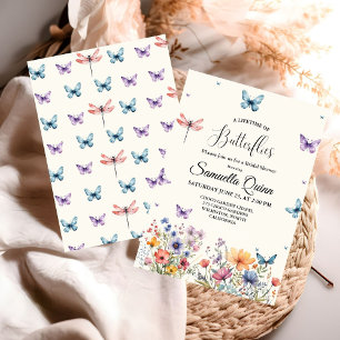 Invitación Elegante Watercolor Butterflies Bridal Shower