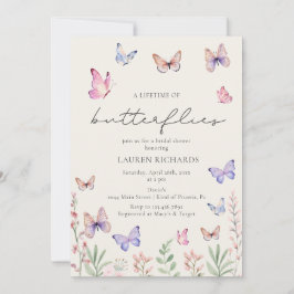 Invitación Elegante Watercolor Butterflies Bridal Shower