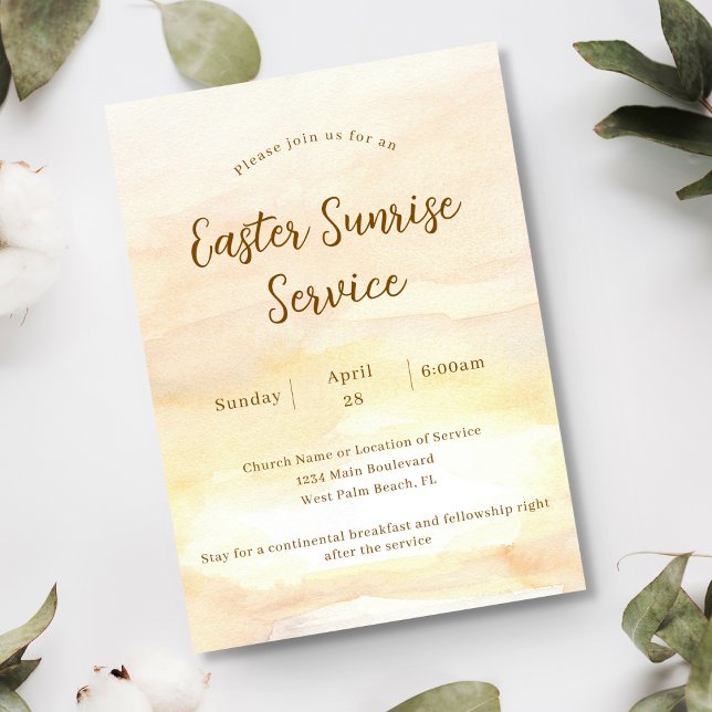 Invitación Elegante Watercolor Church Easter Sunrise Service (Subido por el creador)
