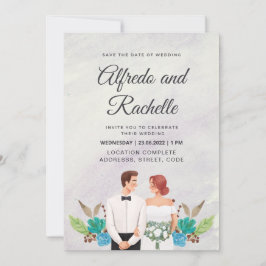 Invitación Elegante Watercolor Custom Wedding