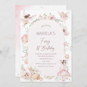 Invitación Elegante Watercolor Fairy First Birday Baby Show