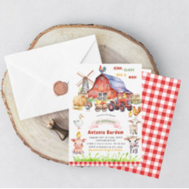 Invitación Elegante Watercolor Farm Baby 2º cumpleaños