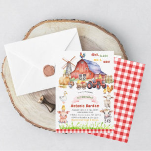 Invitación Elegante Watercolor Farm Baby 2º cumpleaños