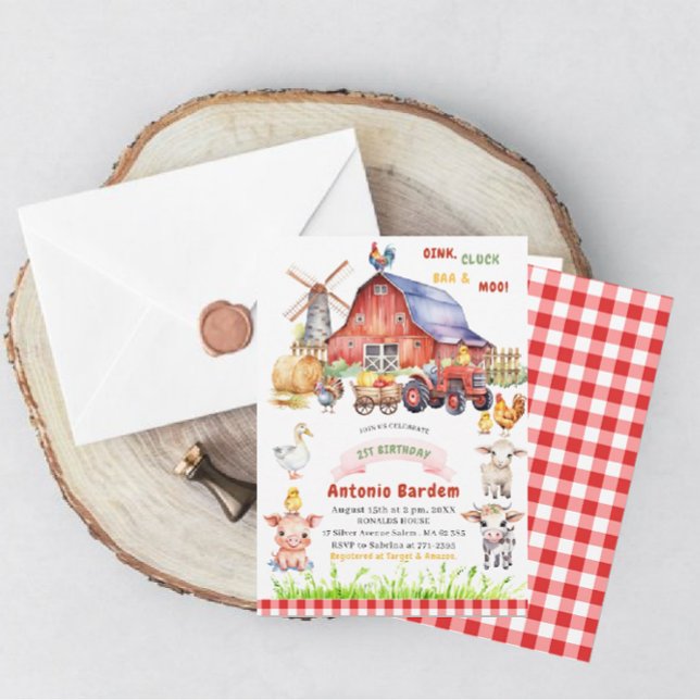 Invitación Elegante Watercolor Farm Baby 2º cumpleaños (Subido por el creador)