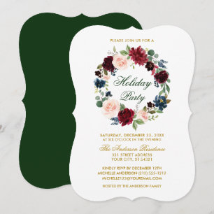 Invitación Elegante Watercolor Floral Holiday Party Bracket G