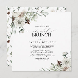Invitación Elegante Watercolor Floral Winter Bridal Brunch