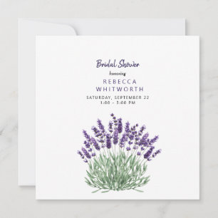 Invitación Elegante Watercolor Lavender Bridal Shower Square