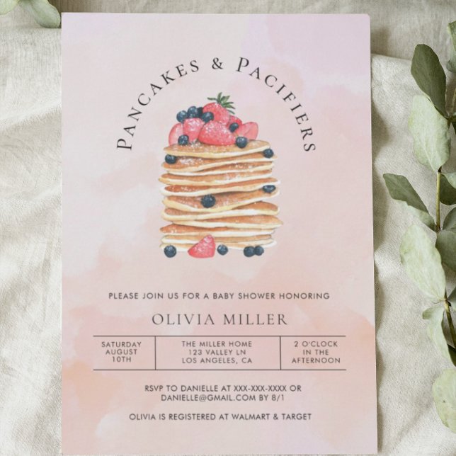 Invitación Elegante Watercolor Pancakes Brunch & Baby Shower (Subido por el creador)