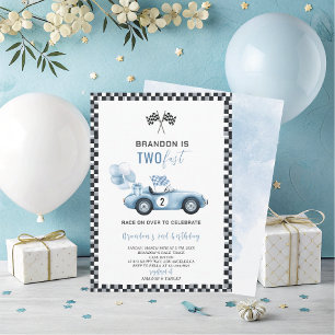 Invitación Elegante Watercolor Race Car Fiesta de segundo cum