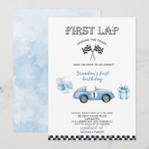 Elegante Watercolor Race Car primera fiesta de cum