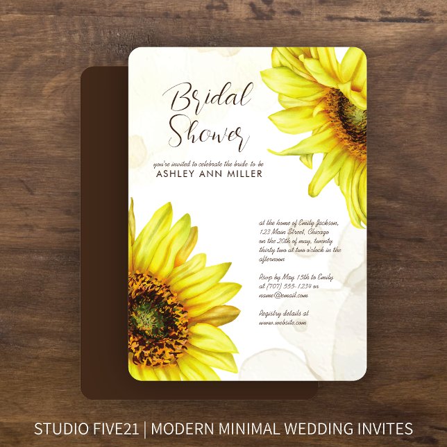 Invitación Elegante Watercolor Sunflower Wedflower Shower (Subido por el creador)