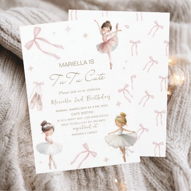Invitación Elegante  Watercolor Uno 2do cumpleaños tutú lindo (Subido por el creador)