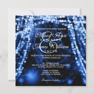 Invitación Elegante Wedding Blue String Lights