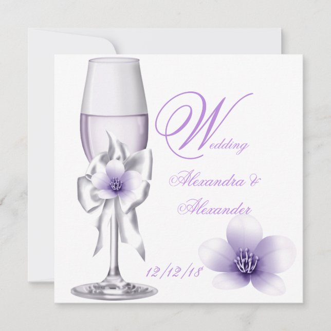 Invitación Elegante Wedding Lavender Purple Lilac AB (Anverso)