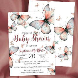 Invitación Elegante Whimsical Pastel Butterflies Baby Shower