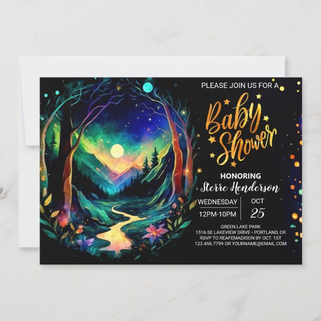 Invitación Elegante Whimsical Woodland Baby Shower (Anverso)