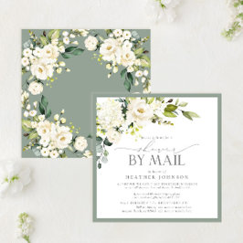 Invitación Elegante White Floral Watercolor Bridal Shower Mai