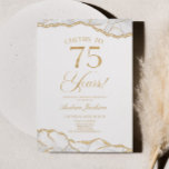 Invitación Elegante White Gold Agate 75th Birthday Party<br><div class="desc">¡Esta es una elegante invitación a la fiesta de cumpleaños 75 de la White Gold Agate!</div>