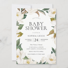Invitación Elegante White Gold Flowers Boy o Chica Baby Showe