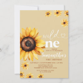 Invitación Elegante Wild One Birthday Boho Sunflowers
