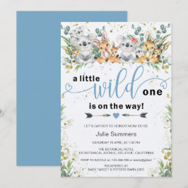 Invitación Elegante Wild One Blue Safari Boy Baby Shower