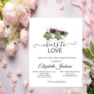 Invitación Elegante Wine Dastando La Ducha Bridal De Borgoña