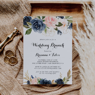 Invitación Elegante Winter Floral Calligraphy Boda Brunch