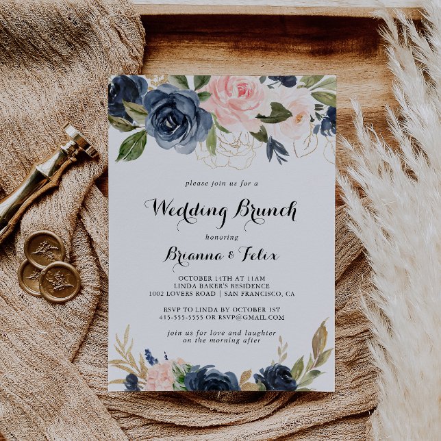Invitación Elegante Winter Floral Calligraphy Boda Brunch (Subido por el creador)