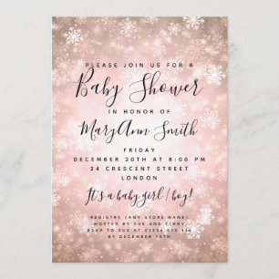 Invitación Elegante Winter Wonderland Baby Shower Copper