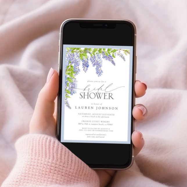 Invitación Elegante Wisteria Acuarela Floral Bridal Ducha (Subido por el creador)