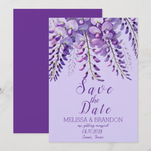 Invitación Elegante Wisteria Floral Morado Boda moderno