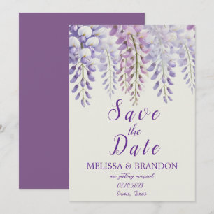 Invitación Elegante Wisteria Floral Morado Boda moderno