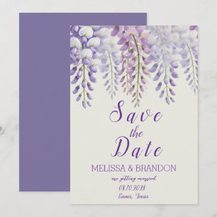 Invitación Elegante Wisteria Floral Morado Boda moderno