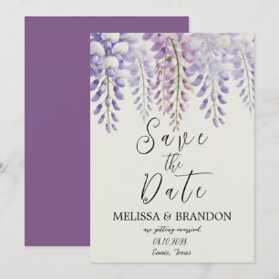 Invitación Elegante Wisteria Floral Morado Boda moderno