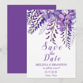 Invitación Elegante Wisteria Floral Morado Boda moderno