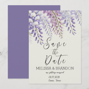 Invitación Elegante Wisteria Floral Morado Boda moderno