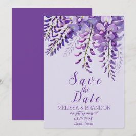 Invitación Elegante Wisteria Floral Morado Boda moderno