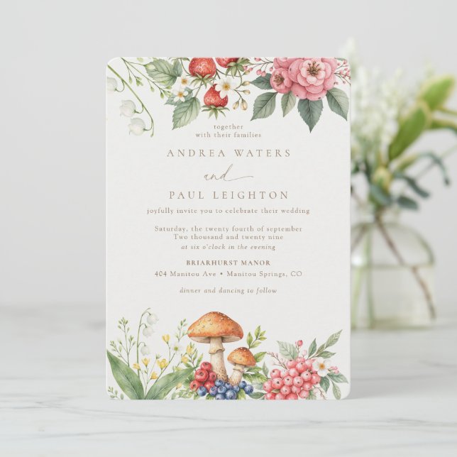 Invitación Elegante Woodland | Boda Botánico Forestal (Anverso de pie)