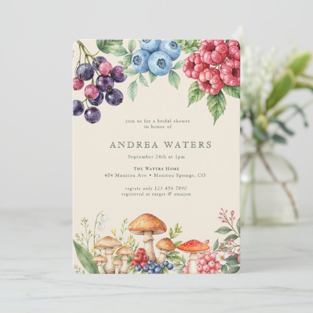Invitación Elegante Woodland | Ducha nupcial botánica (Anverso de pie)