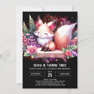 Invitación Elegante Woodland Fox Birthday digital