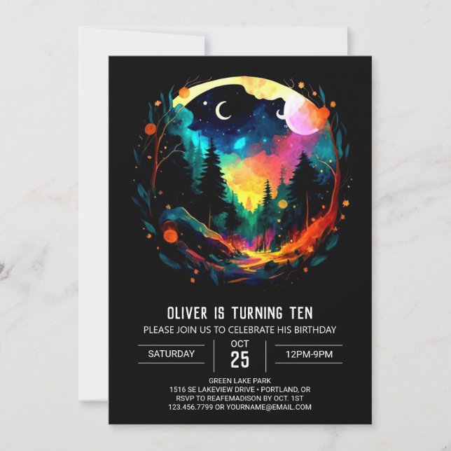 Invitación Elegante Woods Mystical Cumpleaños (Anverso)