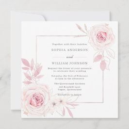 Invitación Elegante Wreath floral de Rubor con Boda de cuadro