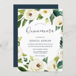 Invitación Elegante Wreath Floral Quinceanera Fiesta Invite