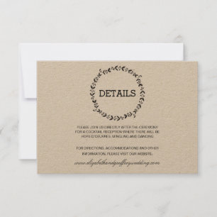 Invitación Elegante Wreath Rustic Kraft Boda Detalles